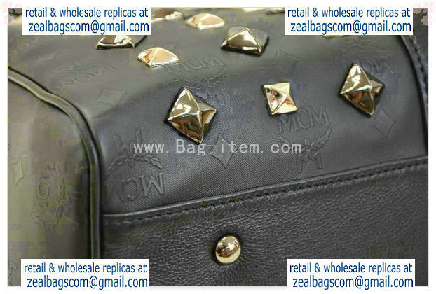 High Quality Replica MCM Stark Weekender Medium Boston Bag in Black Calfskin - Click Image to Close